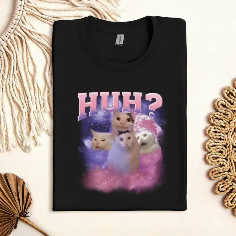 Funny Meme Huh Cat Shirt, Huh Cat Funny Meme Shirt Hoodie, Sweatshirt | RetroVerseTees.com