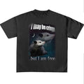 Funny Meme Shirt, I May Be Cringe, But I Am Free Possum Shirt, Retro Opossums Sarcastic Animal Tee, Trash Panda Humorous...