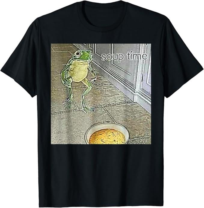 Funny Meme Shirts For Men, Soup Time Frog Weird Funny Oddly Specific Meme T-Shirt Menswear Top Hoodie, Sweatshirt