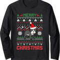 Funny Merry Ugly Christmas Sweater French Bulldog Santa Hat Long Sleeve T-Shirt Hoodie, Sweatshirt | RetroVerseTees.com