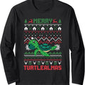 Funny Merry Ugly Christmas Sweater Turtle Cute Santa Hat Long Sleeve T-Shirt Hoodie, Sweatshirt | RetroVerseTees.com