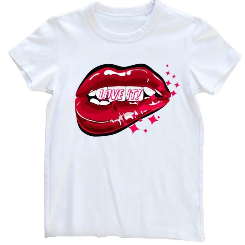 Funny Mouth Pattern Tee, Statement Vintage Graphic Shirt, Everyday Wear, Unisex Crewneck Cotton Short Slevee Printed...