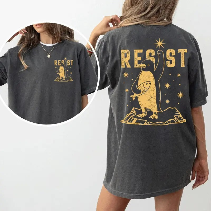Funny Penguin Protest Shirt, Resist Tariffs Penguins T-Shirt, Political Animal Rights Sweatshirt, Subtle FDT Resistance...