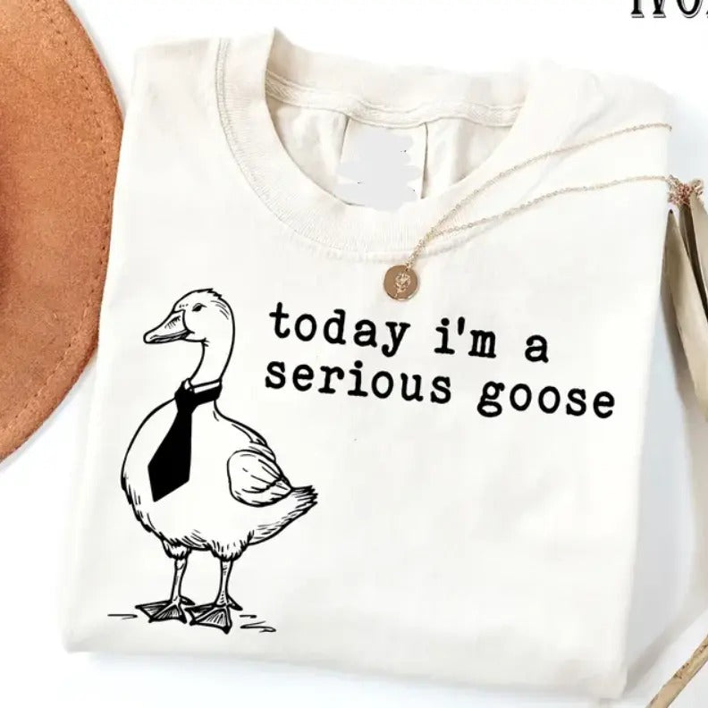 Funny Shirt, Today I'm a Serious Goose Tshirt, Funny Silly Shirt, Funny Goose Shirt Hoodie, Sweatshirt | RetroVerseTees.com