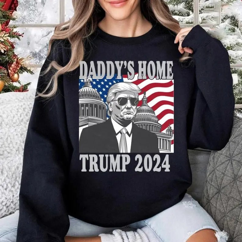 Funny Trump Daddys Home Vintage sweatshirt, Trump Won Retro sweatshirt, Wins Inauguration 47, US President 2025 Election,...