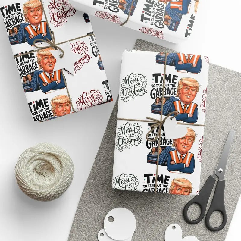 Funny Trump Gift Wrap, Trump Christmas, Trump Wrapping Paper for Gifts, Maga Gift Wrap Christmas, Trump Garbage,...
