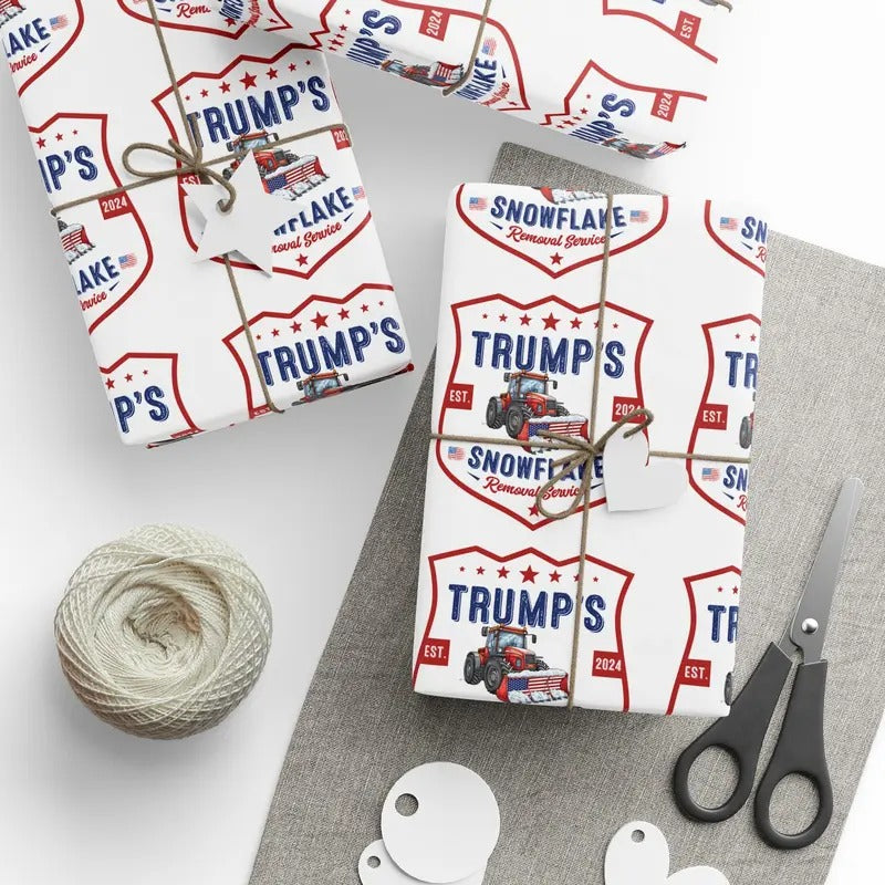 Funny Trump Gift Wrap, Trump Snowflake Removal Service, Trump Wrapping Paper for Gifts, Maga Gift Wrap Christmas,...