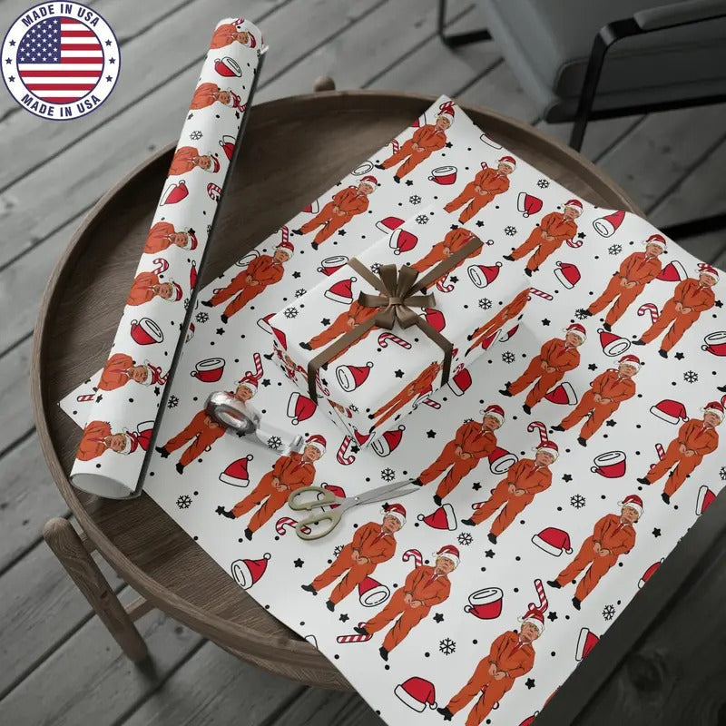 Funny Trump Orange Prison Suit Wrapping Paper for Gifts - Pro Biden Christmas Gift Wrap T-Shirts, Hoodie, Sweatshirt
