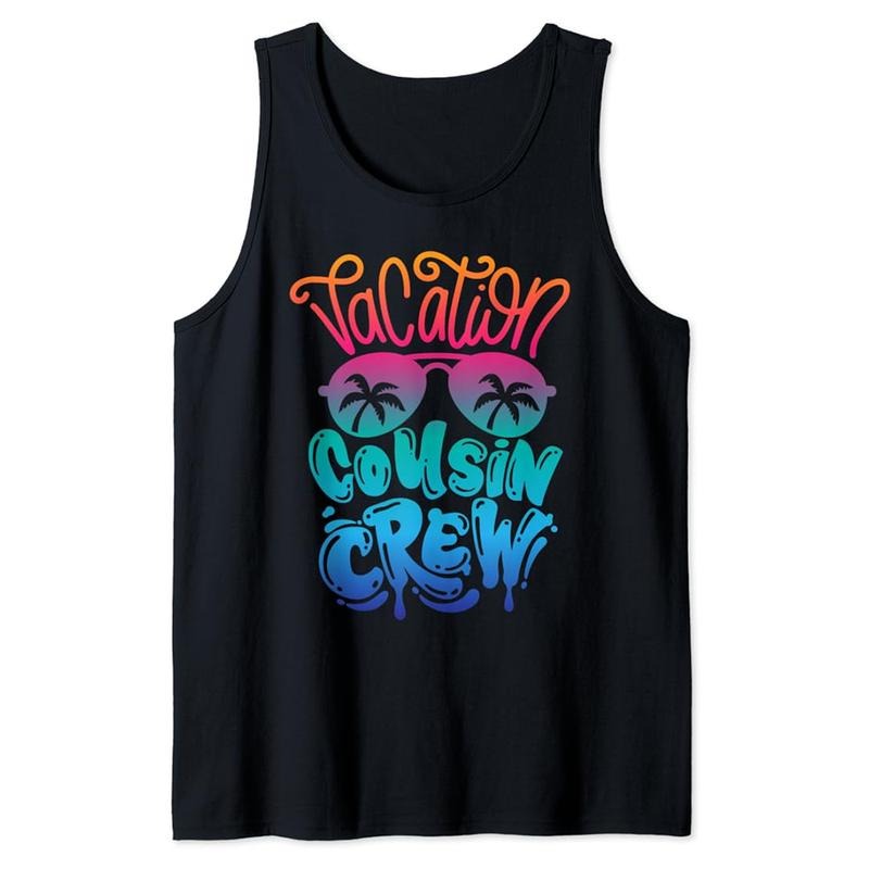 Funny Vacation Tank Top, Cousin Crew Family Summer Vacation Beach Cruise Sunglasses Tank Top Unisex Casual Cotton...