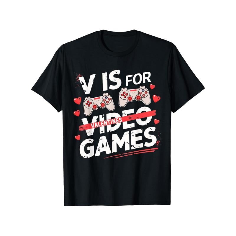 Funny Valentine's Day Gamer Tee for Men - 100% Cotton, Short Sleeve Graphic T-Shirt with Cool Comfort Fit, Gifts made in...