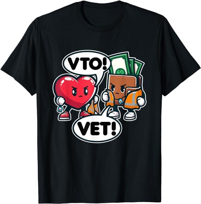 Funny Work Shirts, Associate Heart Says VTO Wallet Says VET T-Shirt Menswear Casual Cotton Hoodie, Sweatshirt