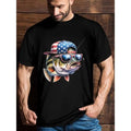 Funny fishing and fisherman gifts American Flag proverb Men's quote T-shirt, short sleeve novelty cotton shirt Classic...