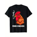 Funny graphic tees Chicken Print Men's Cotton T-shirt, Casual Short Sleeve Crew Neck T-shirt, Men's Outdoor T-shirt...