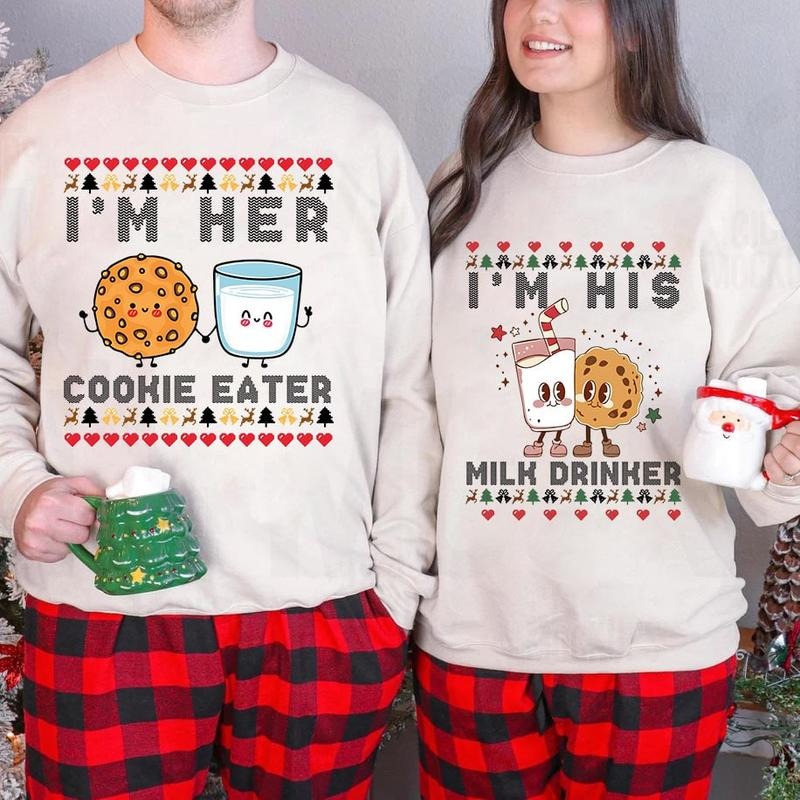 Funny matching Christmas sweaters for couples - perfect holiday sweatshirts for Christmas parties, cozy gifts, Gunpla...