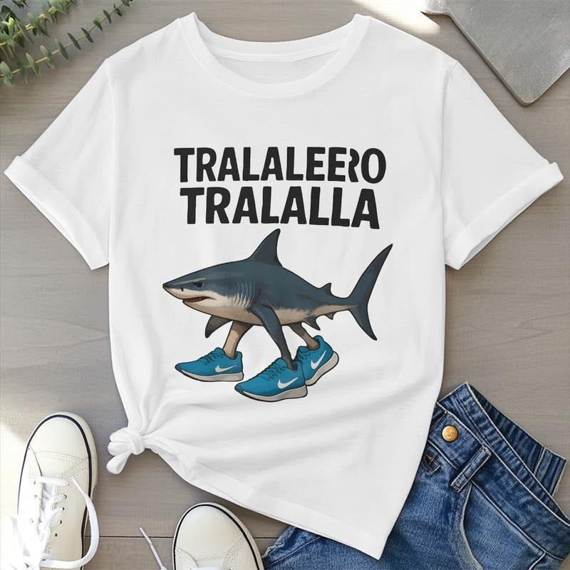 Funny shark emoji shirt, strange Gunpla brand absurd funny shirt, men'WB shield top, gift T-shirt,round neck short...
