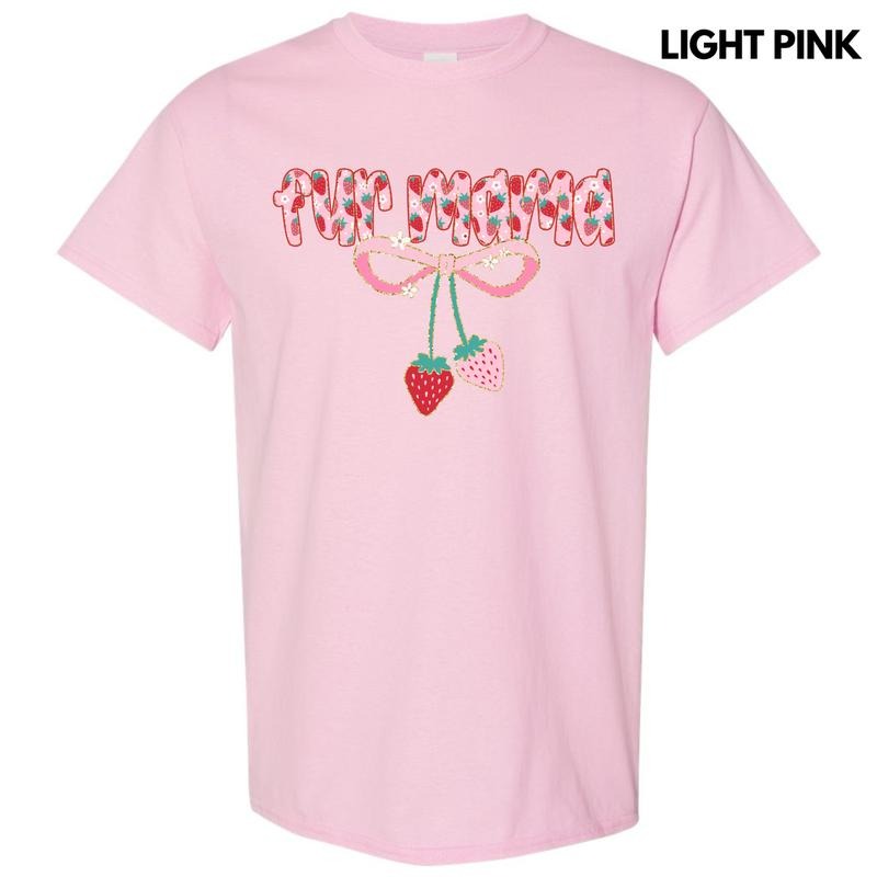 Fur Mama Strawberry Coquette Gildan Short Sleeve T-Shirt 'NLB' Hoodie, Sweatshirt | RetroVerseTees.com