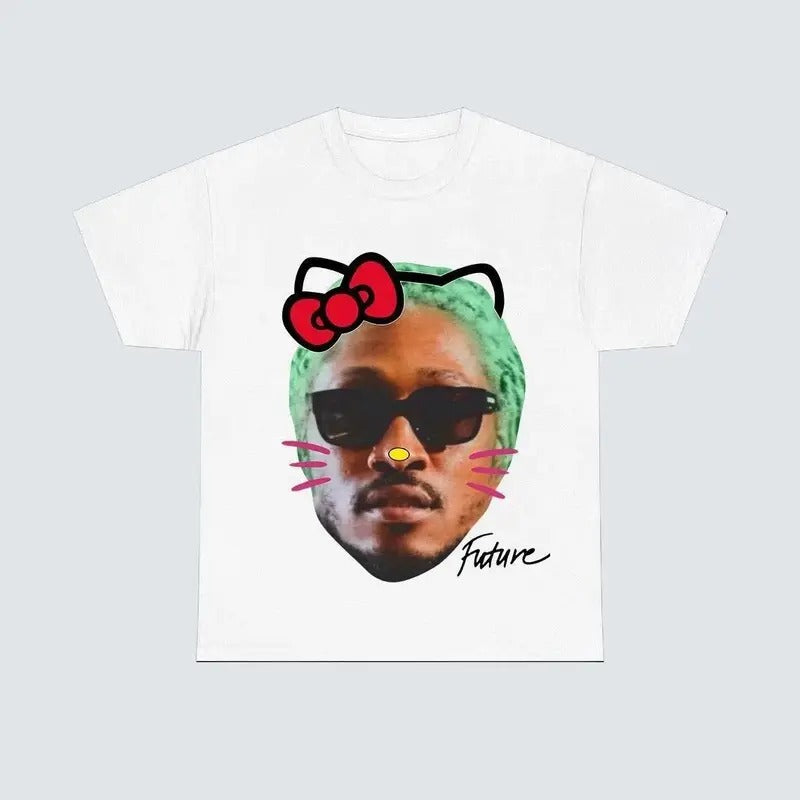Future Kitty Green hair  Big Face Graphic Rap Tee Hoodie, Sweatshirt | RetroVerseTees.com