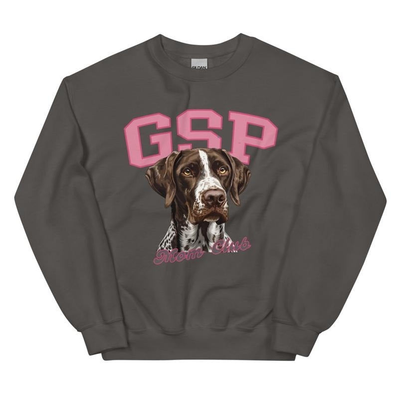 GSP Mom Club Sweatshirt, Cute Gift, Trendy Pullover, Crewneck, Custom Dog Mom T-Shirts, Hoodie | RetroVerseTees.com