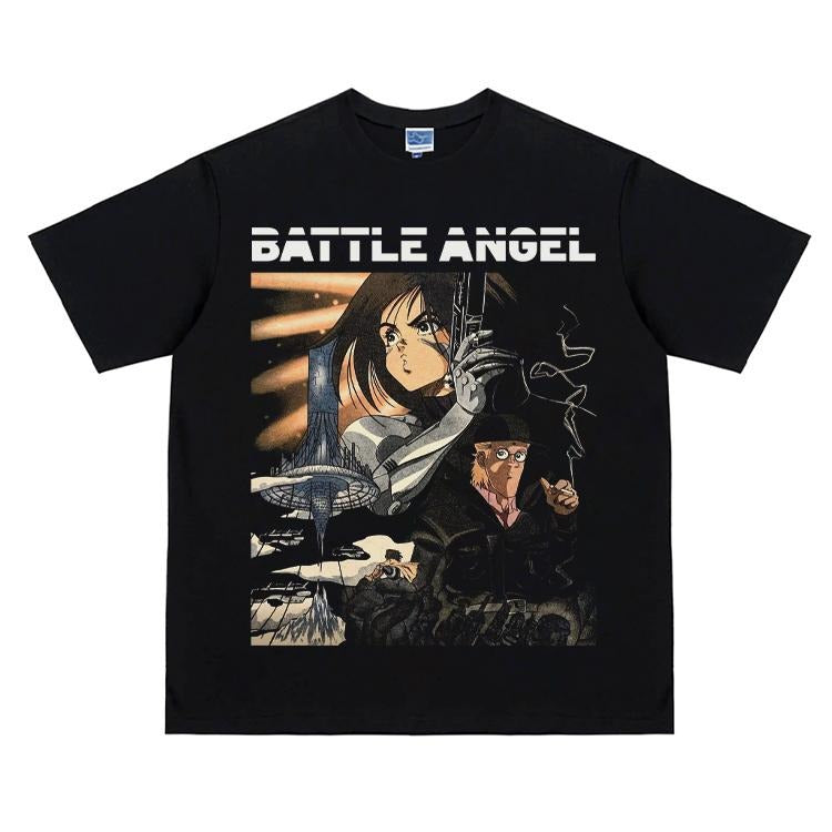 GUNNM "Battle Angel Alita" Vintage Oversized Tee Anime T-shirt 100% Cotton Original Design Men's Top for Fans DTG...
