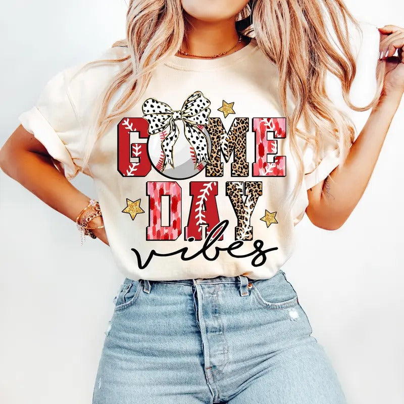 Game Day Baseball T-Shirt, Baseball Bow T-Shirt, Baseball Mama T-Shirt, Brushstroke Hoodie, Sweatshirt | RetroVerseTees.com