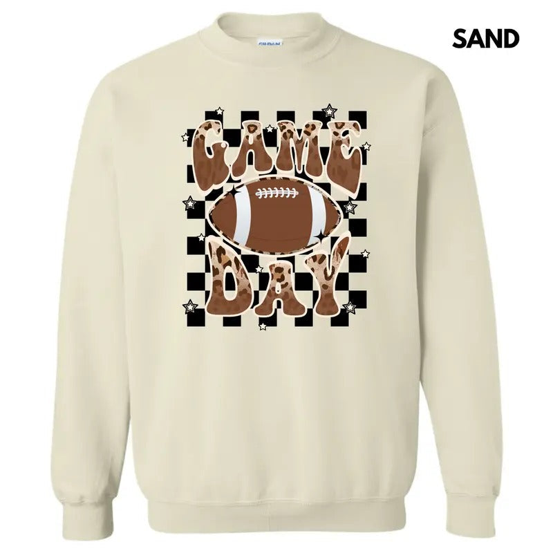 Game Day Checkered Football Sweatshirt 'NLB' T-Shirts, Hoodie | RetroVerseTees.com