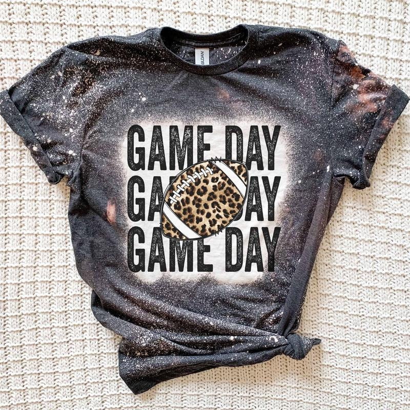 Game Day Leopard Football Bleached t-shirt Hoodie, Sweatshirt | RetroVerseTees.com