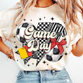 Game Day Soccer T-Shirt, Retro Checkered Soccer Mama T-Shirt, Soccer Mom T-Shirt, Leopard Soccer Coquette, Retro Soccer...