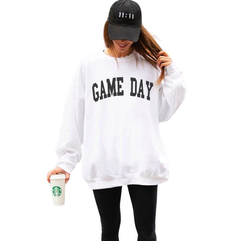 Game Day Sweatshirt, Preppy Varsity Sports T-shirt, Game Day Vibes Crewneck, Sunday Football, Football Mom, College...