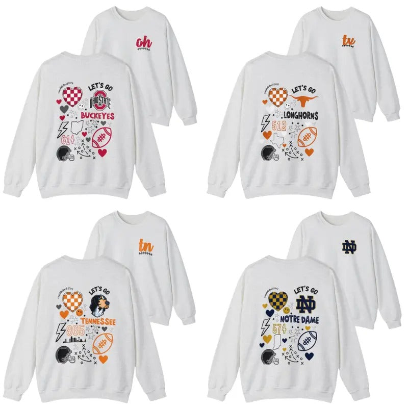 Game Day Vintage NCAA Football College Sweatshirt for Men, Retro Sport Style Crewneck University Sweatshirt, For Football...