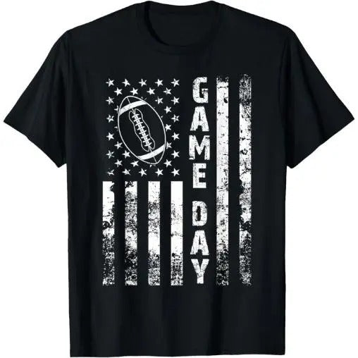Game Day With Flag American Football Lovers Mom Dad T-Shirt Made in USA Hoodie, Sweatshirt | RetroVerseTees.com