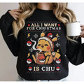Gamer Kawaii Ugly Christmas Sweater, Coffee And Cute Sweatshirt Gift, Video Game Monster Shirt, All I Want For Christmas...