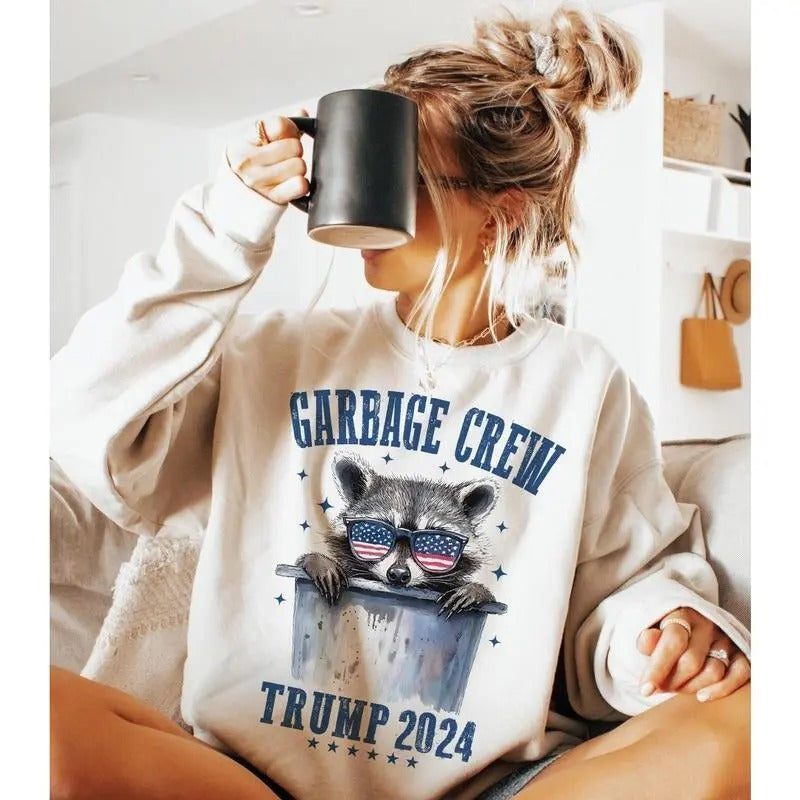 Garbage Crew - TRUMP 2024 Cotton Crewneck T-Shirts, Hoodie, Sweatshirt | RetroVerseTees.com