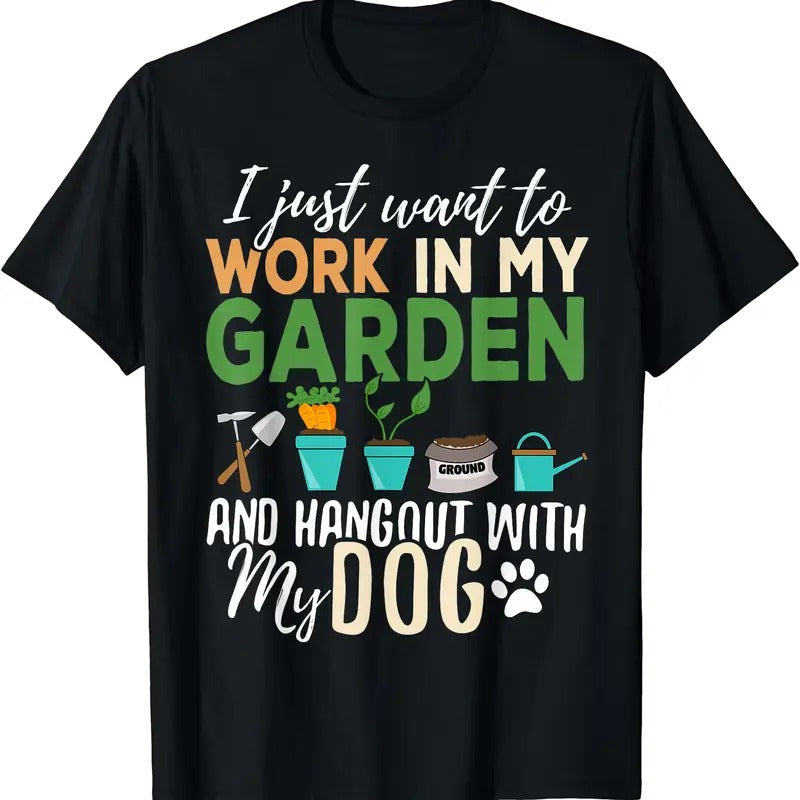 Gardening T-Shirt Dog Lover Gardener Garden Pet Gift Plants T-Shirt Hoodie, Sweatshirt | RetroVerseTees.com