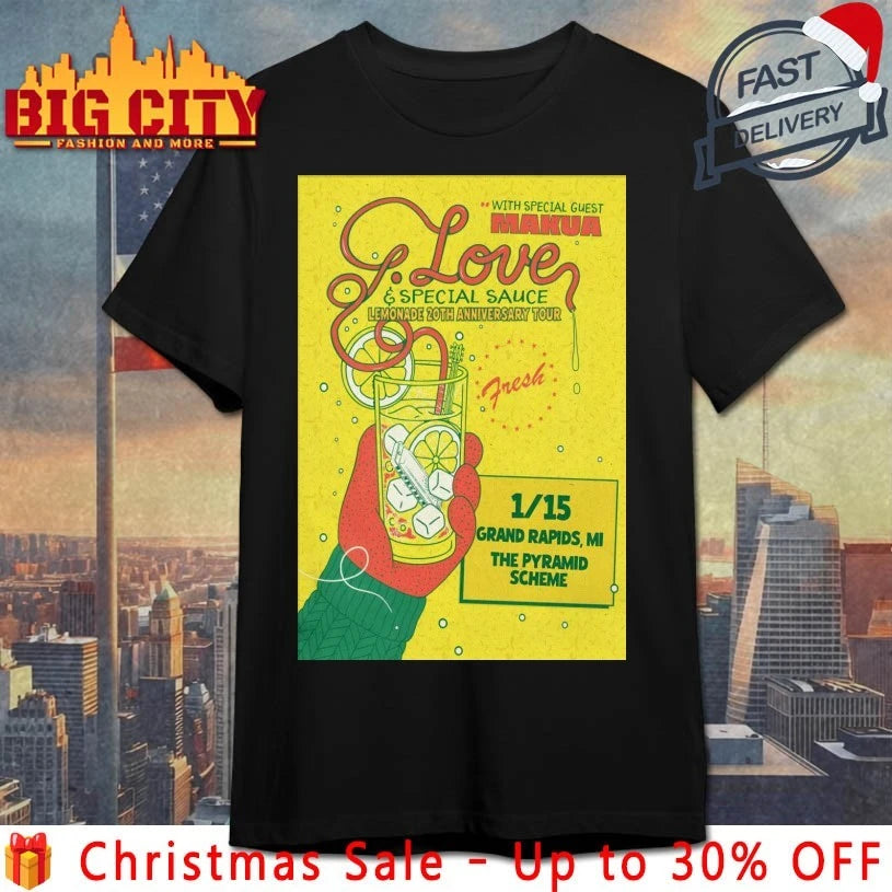 Garrett Dutton aka G.Love With Makua Rothman Jan 15 2026 Grand Rapids Tour Poster shirt