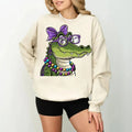 Gator Mardi Gras Tshirt Sweatshirt Hoodie, Mardi Gras Alligator Shirt, Fleur De Lis Shirt, Frog Gigging Sweatshirt ,...