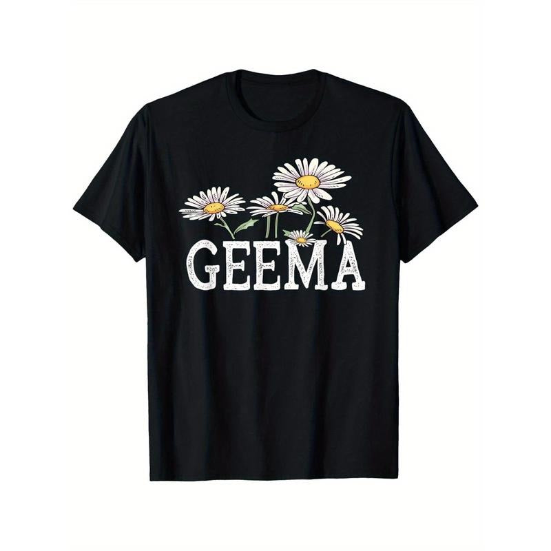 Geema Floral Chamomile Design TNF'WB shield Day Gifts Geema T-Shirt 1pc 2025 TNF'WB shield Day Birthday 180g Neck T-shirt...