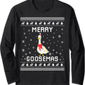 Geese Ugly Christmas Sweater Geese Lover Holiday Present Long Sleeve T-Shirt Hoodie, Sweatshirt | RetroVerseTees.com
