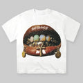 Gem Shell Vintage Grills & Lip Print T-Shirt, Y2k Clothing, Unisex Cotton Crewneck T-Shirt