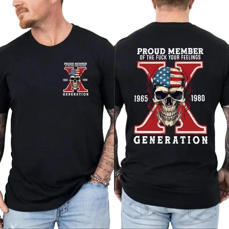 Gen X Skull Shirt, Generation X New Version Two Side T-Shirt Unisex Hoodie, Sweatshirt | RetroVerseTees.com