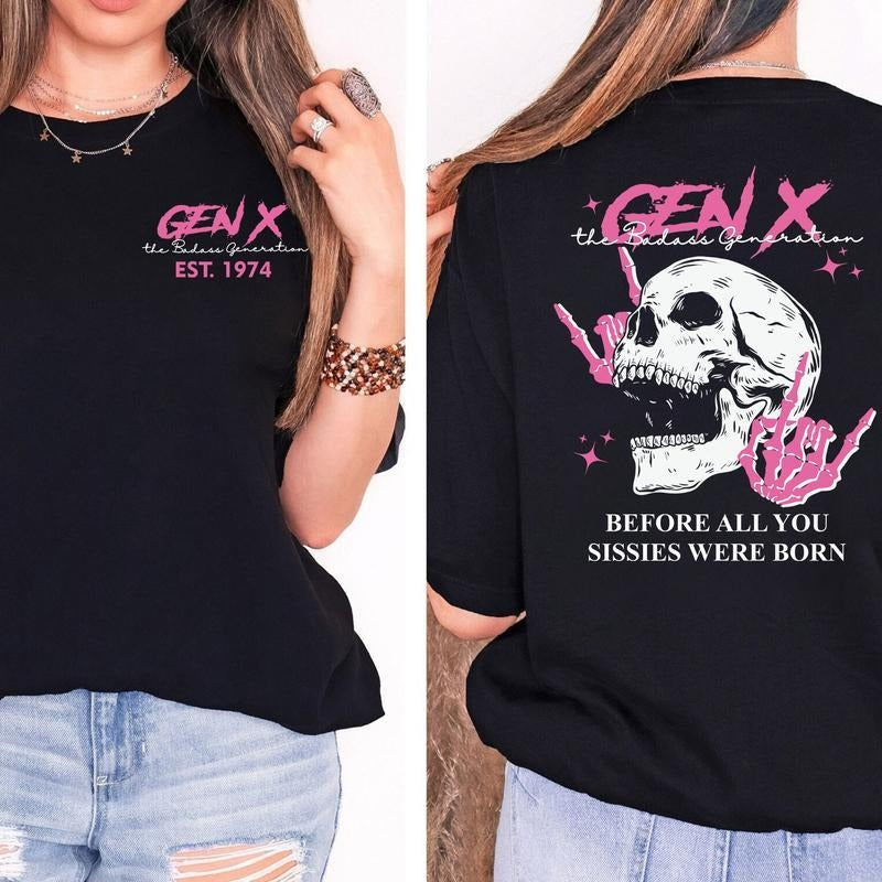 Generation X Custom Year Badass Generation T-Shirt, Year of Birth Shirt, Generation X T Shirt Cotton Top Unisex Comfort...