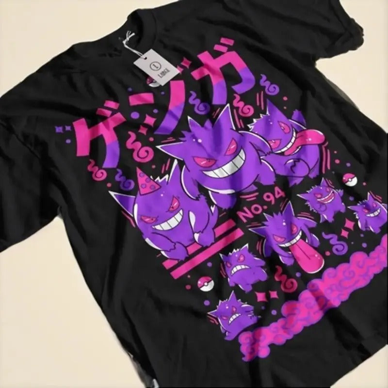 Gengar Ghastly T-Shirt, Ghost Type element Silhouette, Video Game T-Shirt, Japanese Anime Hoodie, Sweatshirt