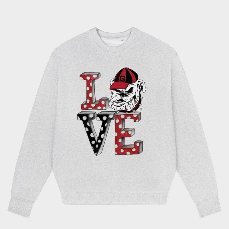 Georgia Bulldogs Tiny Turnip Youth Love Sweatshirt, College NCAA Hoodie, Vintage College Football Crewnecks T-Shirts