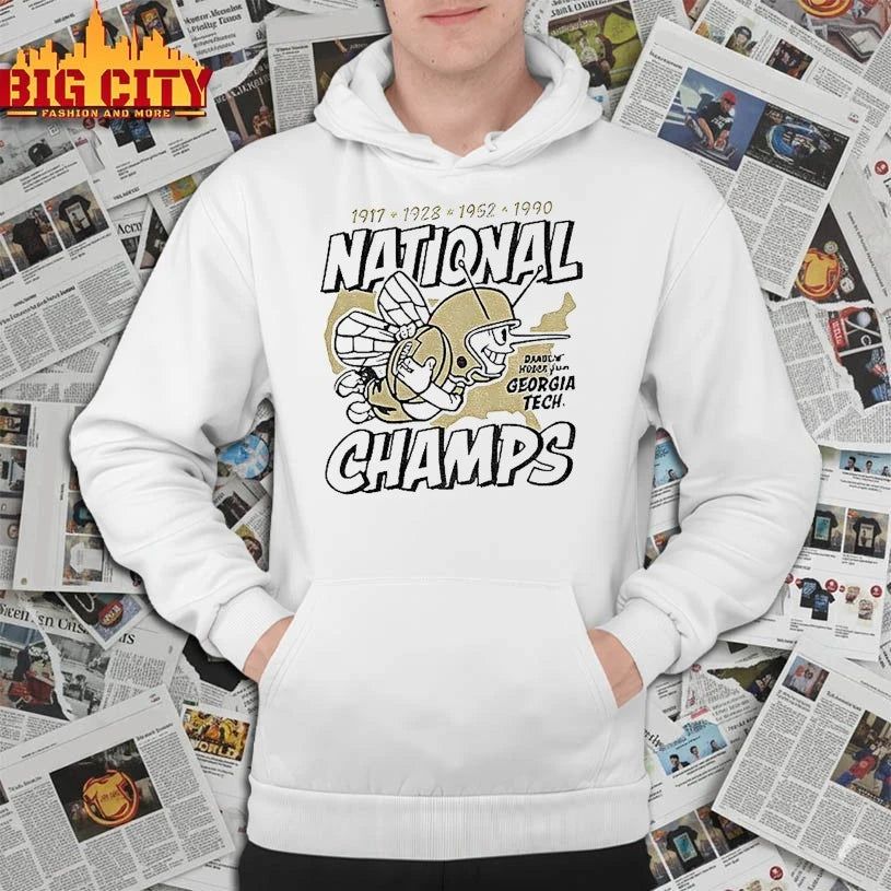 Georgia Tech Yellow Jackets Football National Champs 1917 1928 1952 1990 shirt
