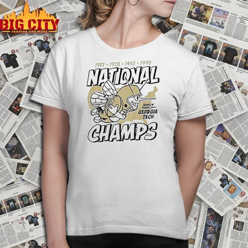 Georgia Tech Yellow Jackets Football National Champs 1917 1928 1952 1990 shirt