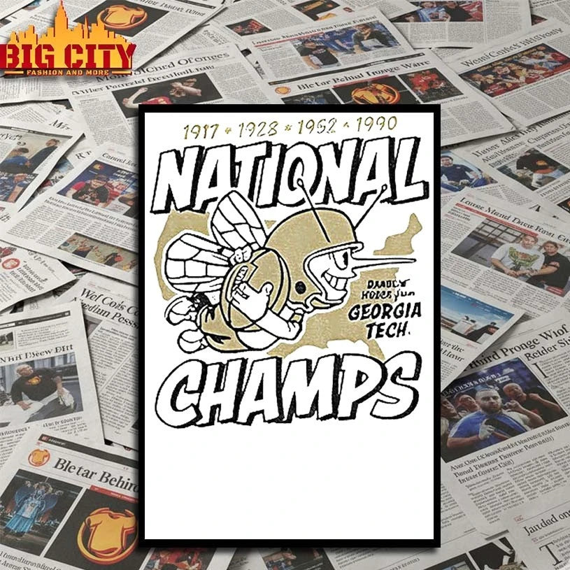 Georgia Tech Yellow Jackets Football National Champs 1917 1928 1952 1990 shirt