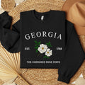 Georgia Wood Cherokee Rose Embroidered State Flower Sweatshirt, Hometown Embroidered Shirt, Favorite Flower Embroidered...