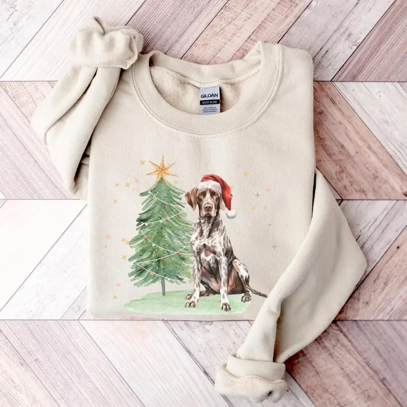 German Shorthaired Pointer Christmas Sweater, Xmas Jumper, Gift for Dog Lover, Dog Mama, GSP Sweatshirt T-Shirts, Hoodie