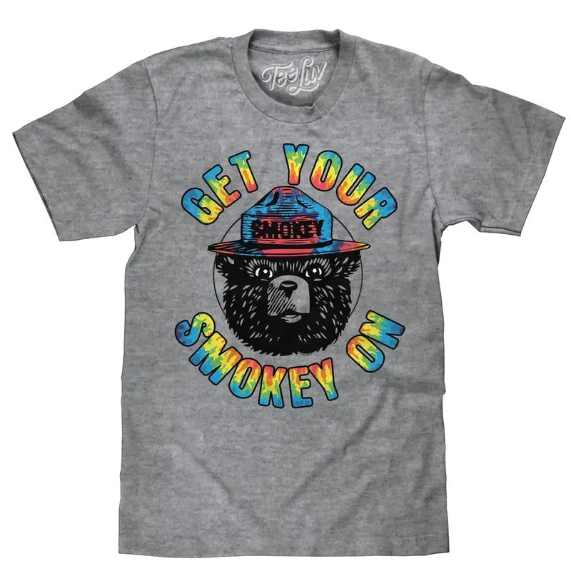 Get Your Smokey On Tie Dye T-Shirt - Gray Hoodie, Sweatshirt | RetroVerseTees.com
