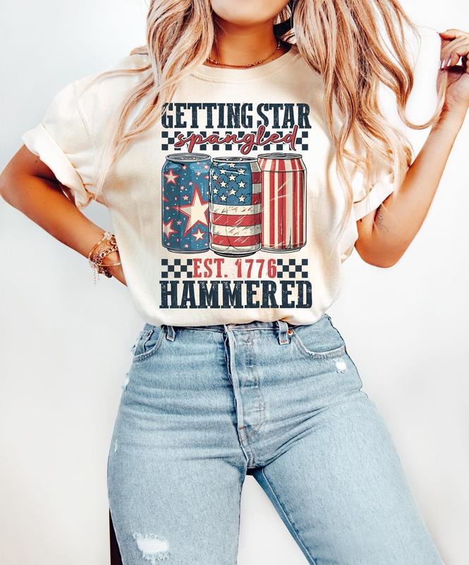 Getting Star Spangled Hammered T-Shirt, Memorial Day Shirt, 4th of July Shirt, Independence Day T-Shirt, Funny July 4th...