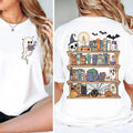 Gh0st Book Reader Two Sides Shirt, Halloween Library, Halloween Reading Tee, Skeleton Book Club, Reading Girl Shirts,...
